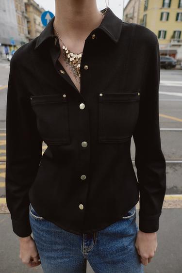CAMISA ENTALLADA CREPÈ - Negre de Zara