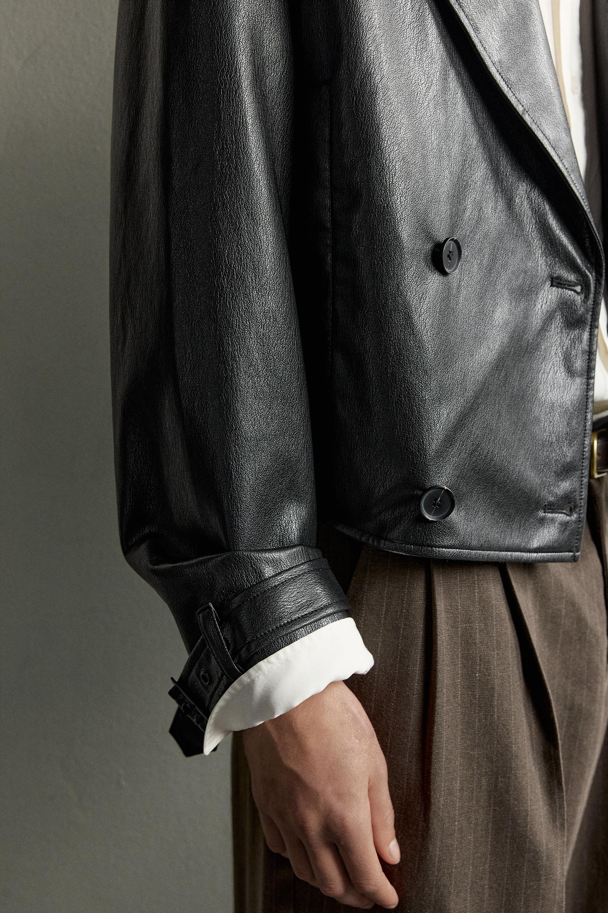 CROPPED FAUX LEATHER JACKET