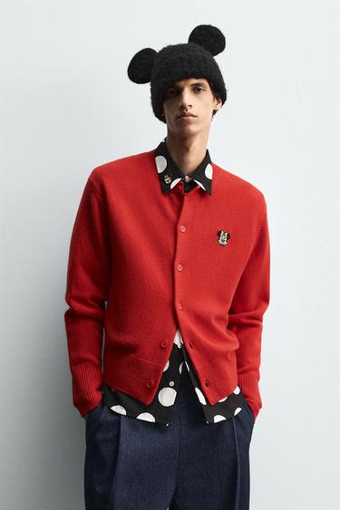 Zara 米妮貼布 HARRY LAMBERT FOR ZARA X DISNEY 開襟衫 - 紅色