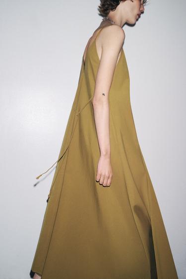 ROBE MIDI À BRETELLES  ZW COLLECTION - Vert olive de Zara - Image 2