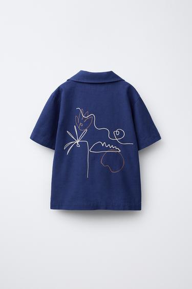CHEMISE BRODÉE - Bleu de Zara - Image 1