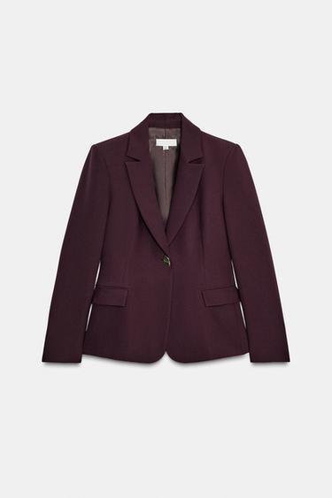 FITTED BLAZER WITH SHOULDER PADS - Burgundy by Zara