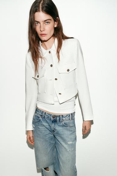 VESTE COURTE À POCHES - Écru de Zara - Image 4