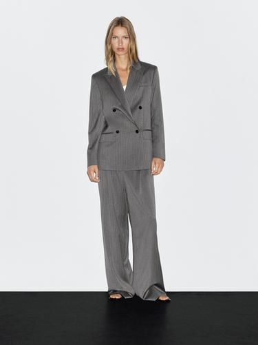 Zara 100% wool pinstripe blazer - Gray