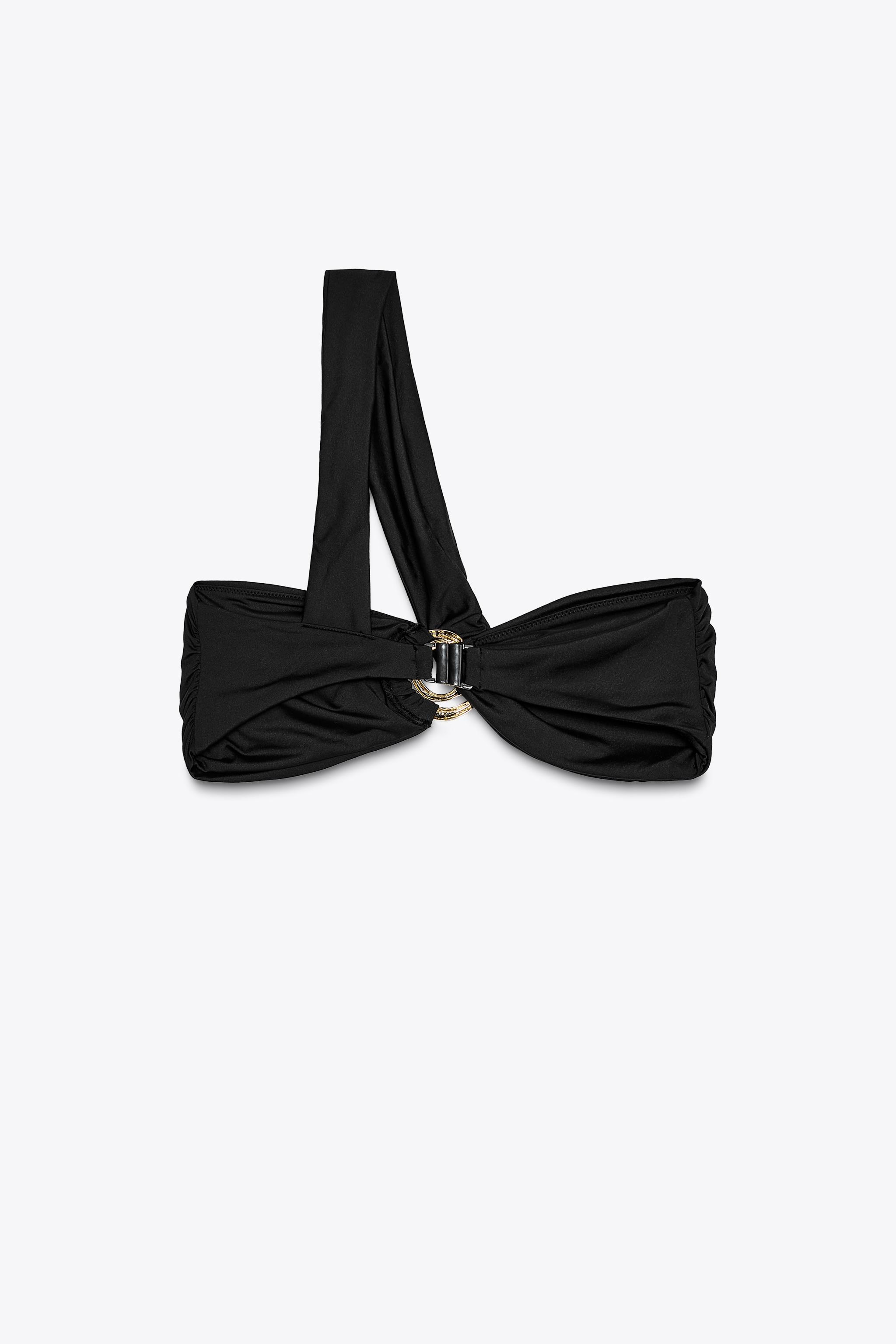 【ZARA】メタルパーツ付きストラップバンドゥビキニトップス メタルパーツ付きストラップバンドゥビキニトップス - ブラック