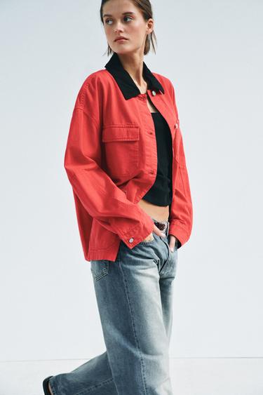 SOBRECAMISA CUELLO CONTRASTE ZW COLLECTION - Rojo de Zara