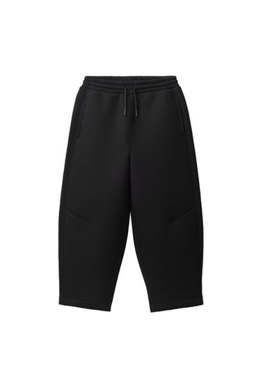 Zara NEOPRENE-EFFECT BARREL PANTS - Black