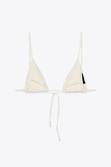 PLAIN TRIANGLE BIKINI TOP - Ecru by Zara - Image 1