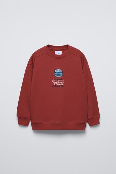 BURGER PATCH SWEATSHIRT - Dark red by Zara - Image 0