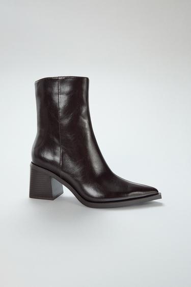 WIDE-HEEL ANKLE BOOTS - Brown by Zara