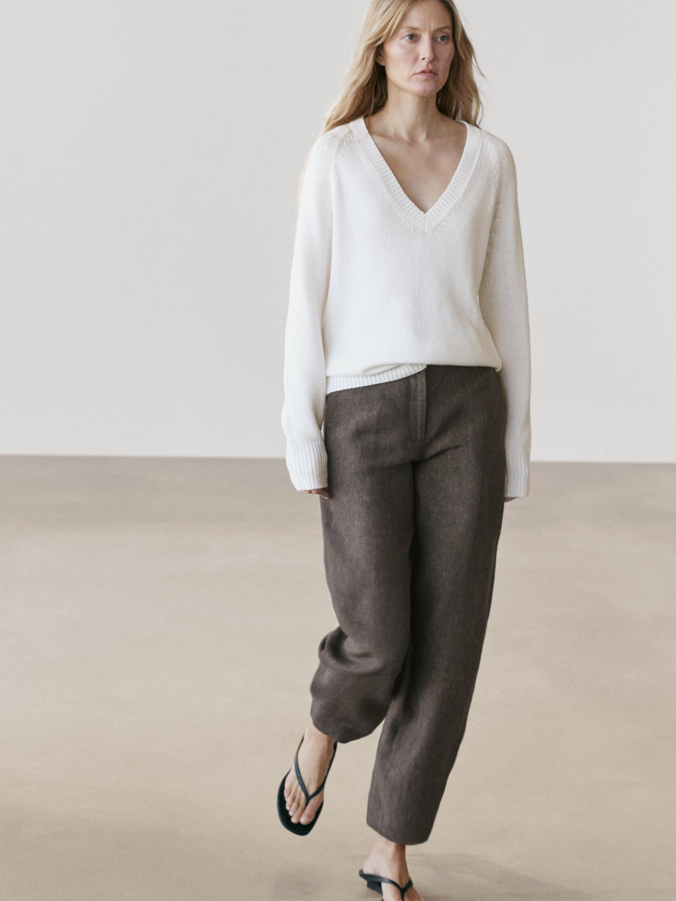 Linen barrel fit trousers