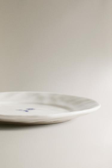 PORCELAIN SIDE PLATE WITH FLORAL PRINT - White / Navy by Zara - Image 3