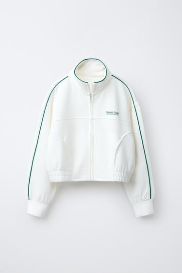 SWEATSHIRT WITH CONTRAST PIPING - Light ecru by Zara - Image 0