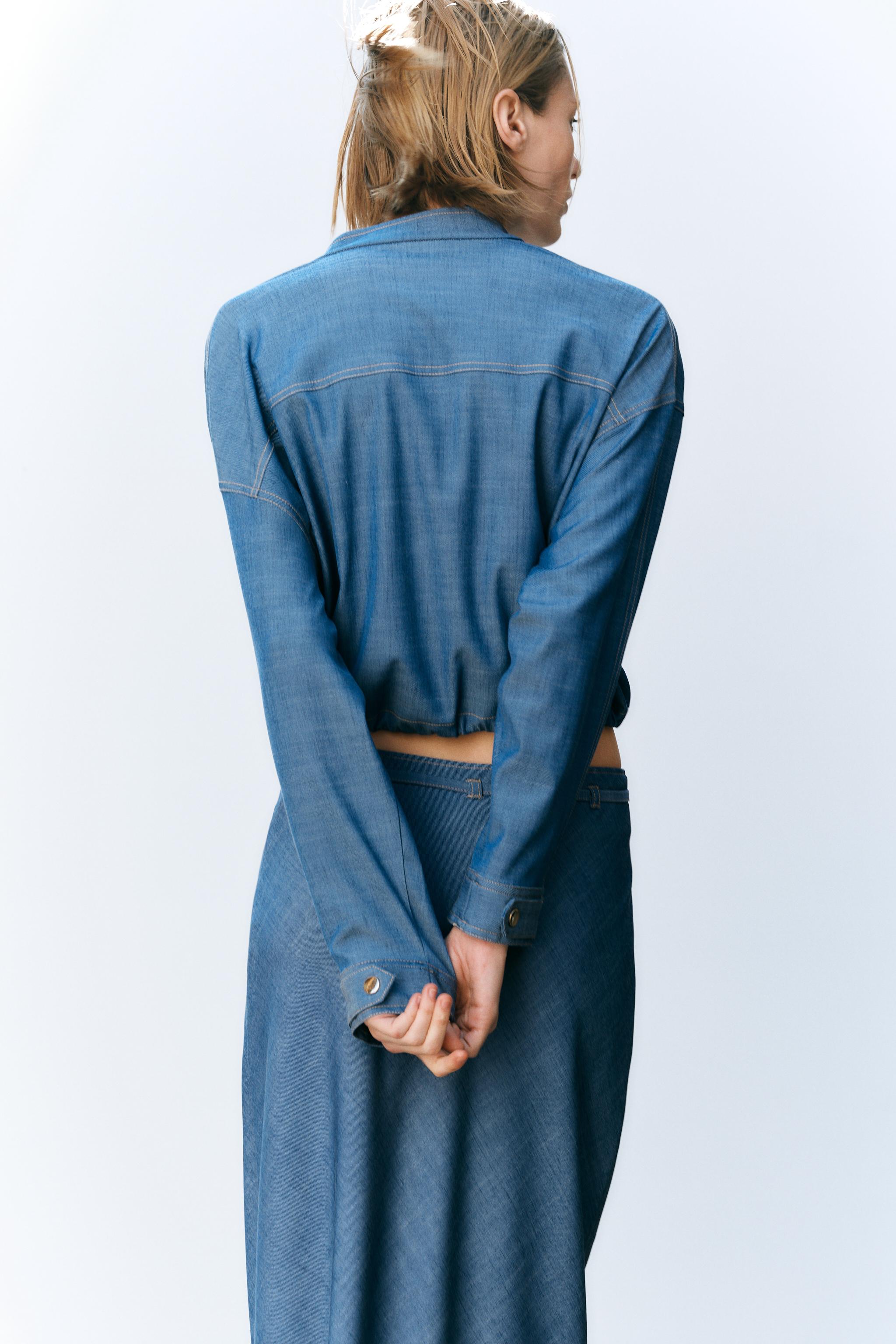 ☆ドイツ発*ZARA*新作*スタンドネックボンバージャケット/BLUE☆ ポケット付きボンバージャケット - ブルー | ZARA Japan / 日本
