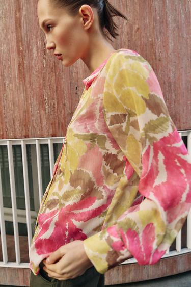FLORAL PRINT BLOUSE WITH BEADING - Multicoloured by Zara