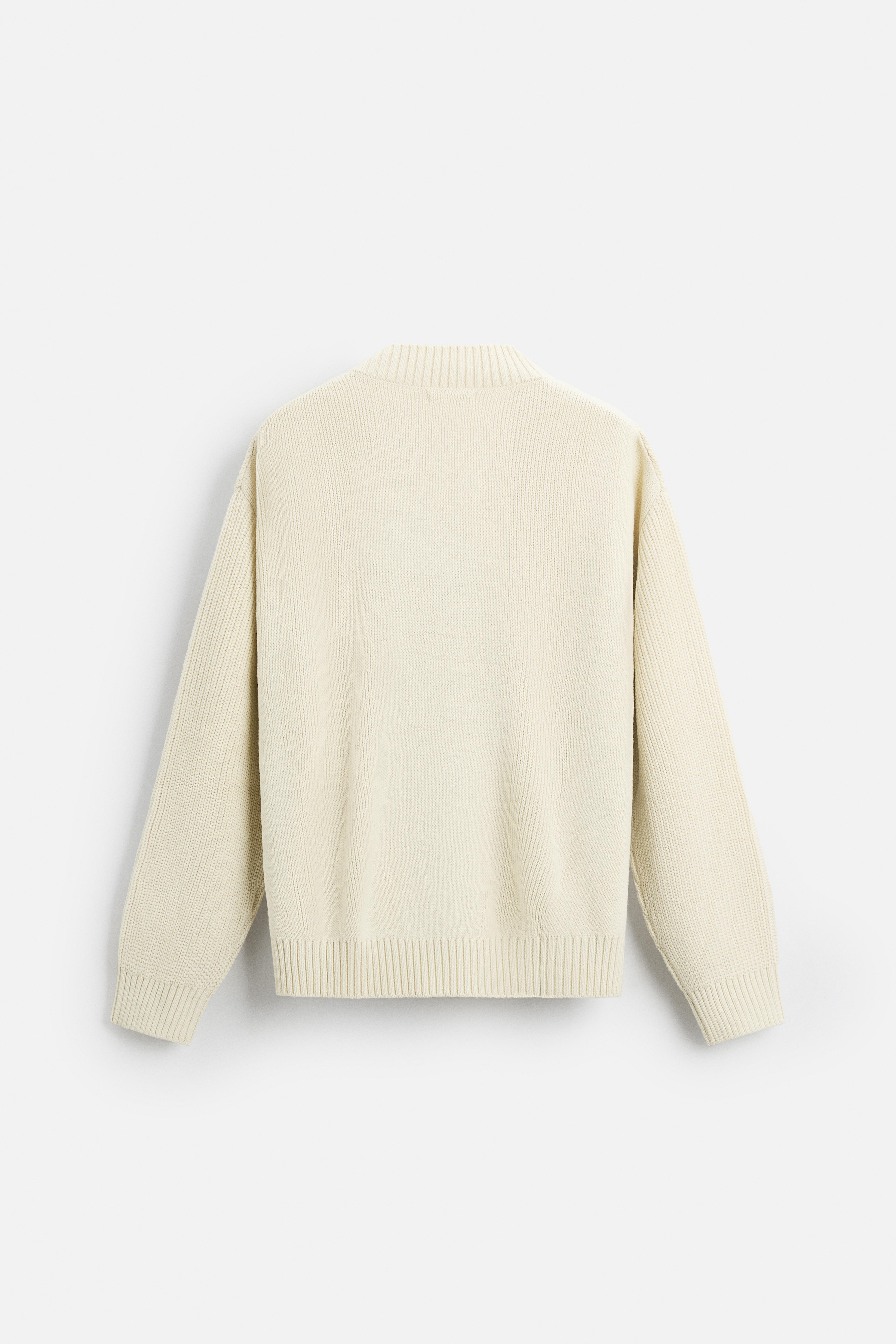 V-NECK STRUCTURED SWEATER - Ecru | ZARA United States V-NECK STRUCTURED SWEATER - Ecru | ZARA United States