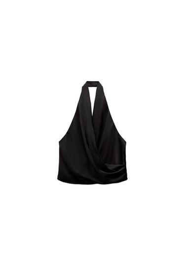 SATIN EFFECT HALTER TOP