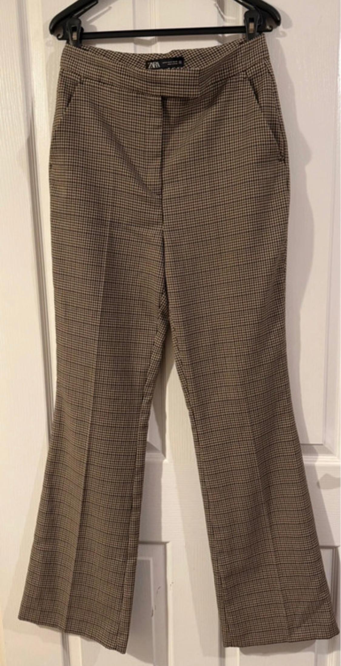 CHECKED FLARED TROUSERS - Image 6