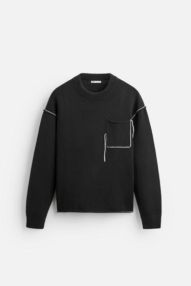 JERSEY CINTA CONTRASTE - Negro de Zara