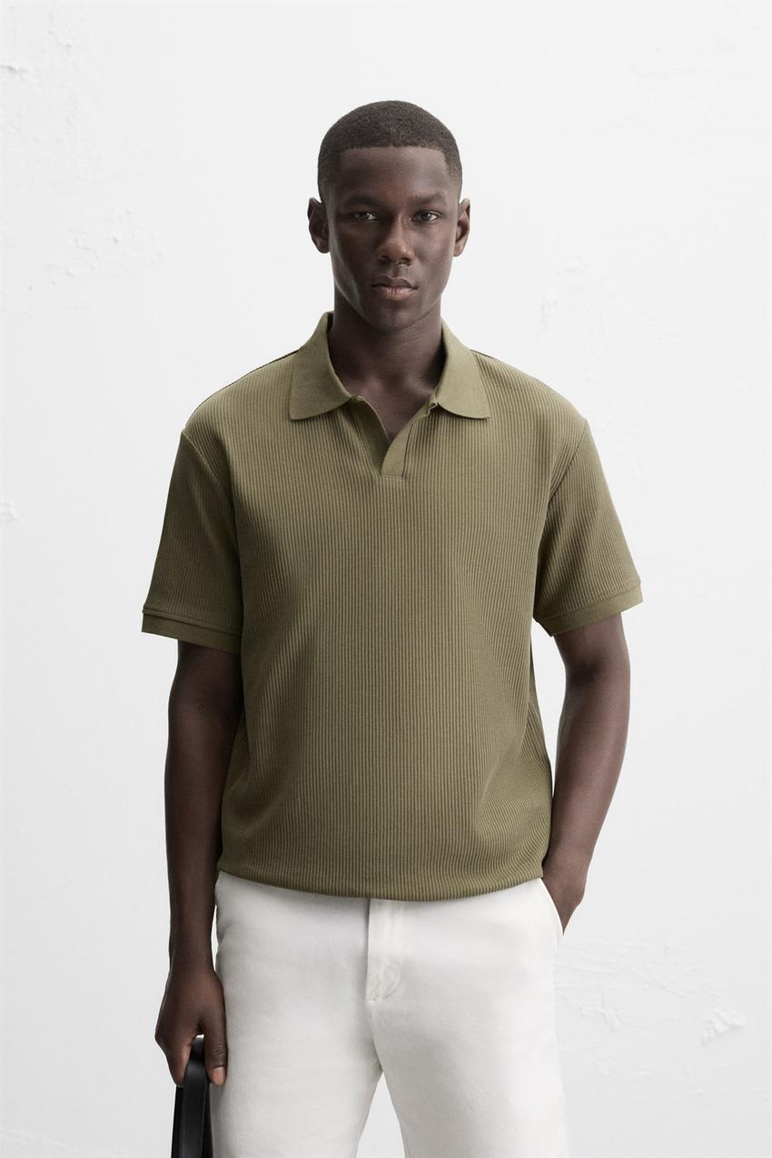 VERTICAL TEXTURED POLO SHIRT