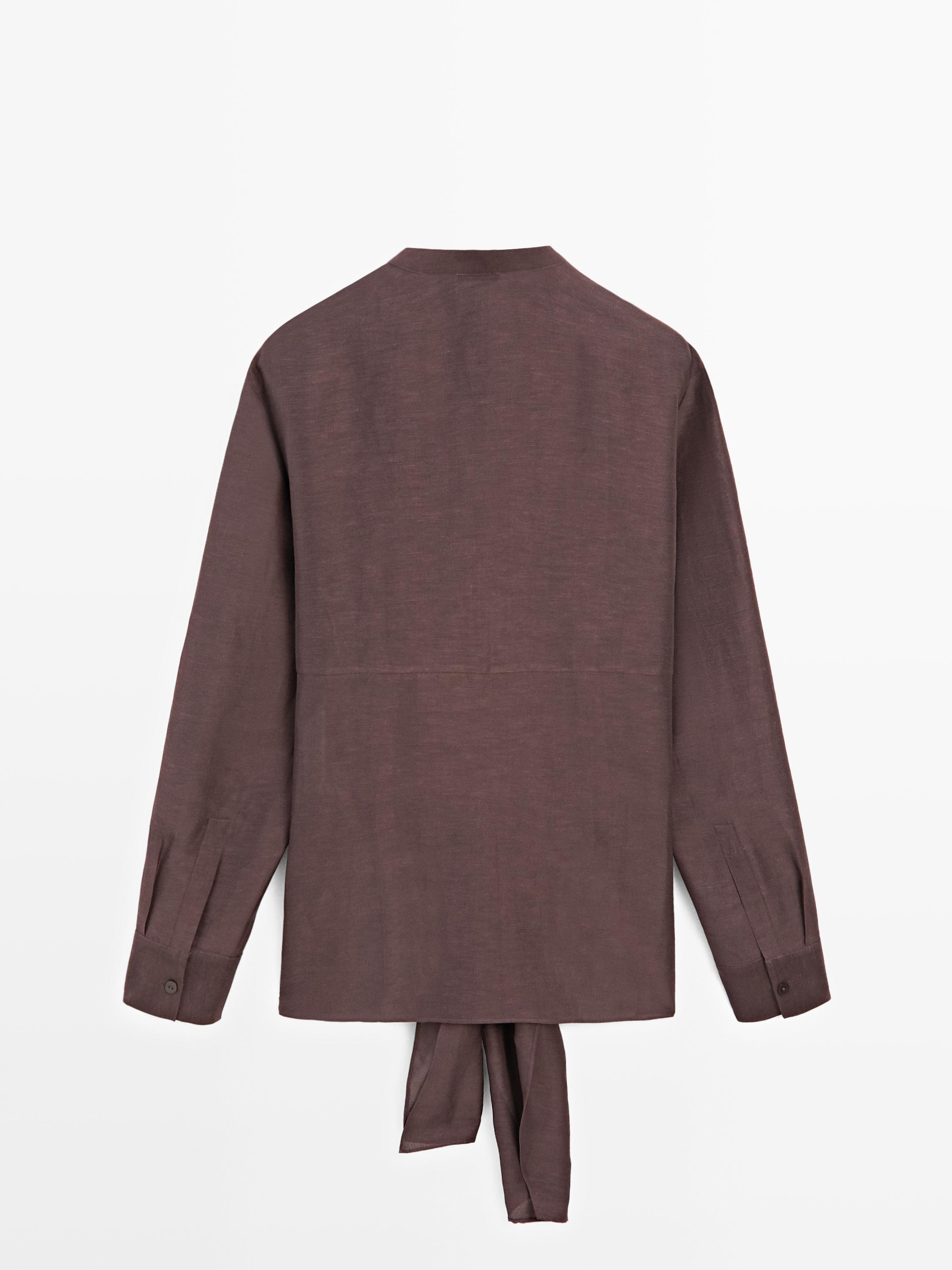 Linen blend knotted shirt