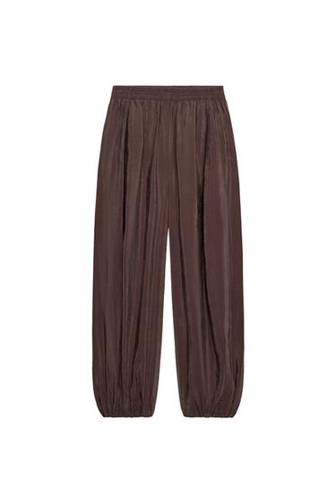 SAROUEL TROUSERS WITH ELASTIC WAIST - Brown by Zara
