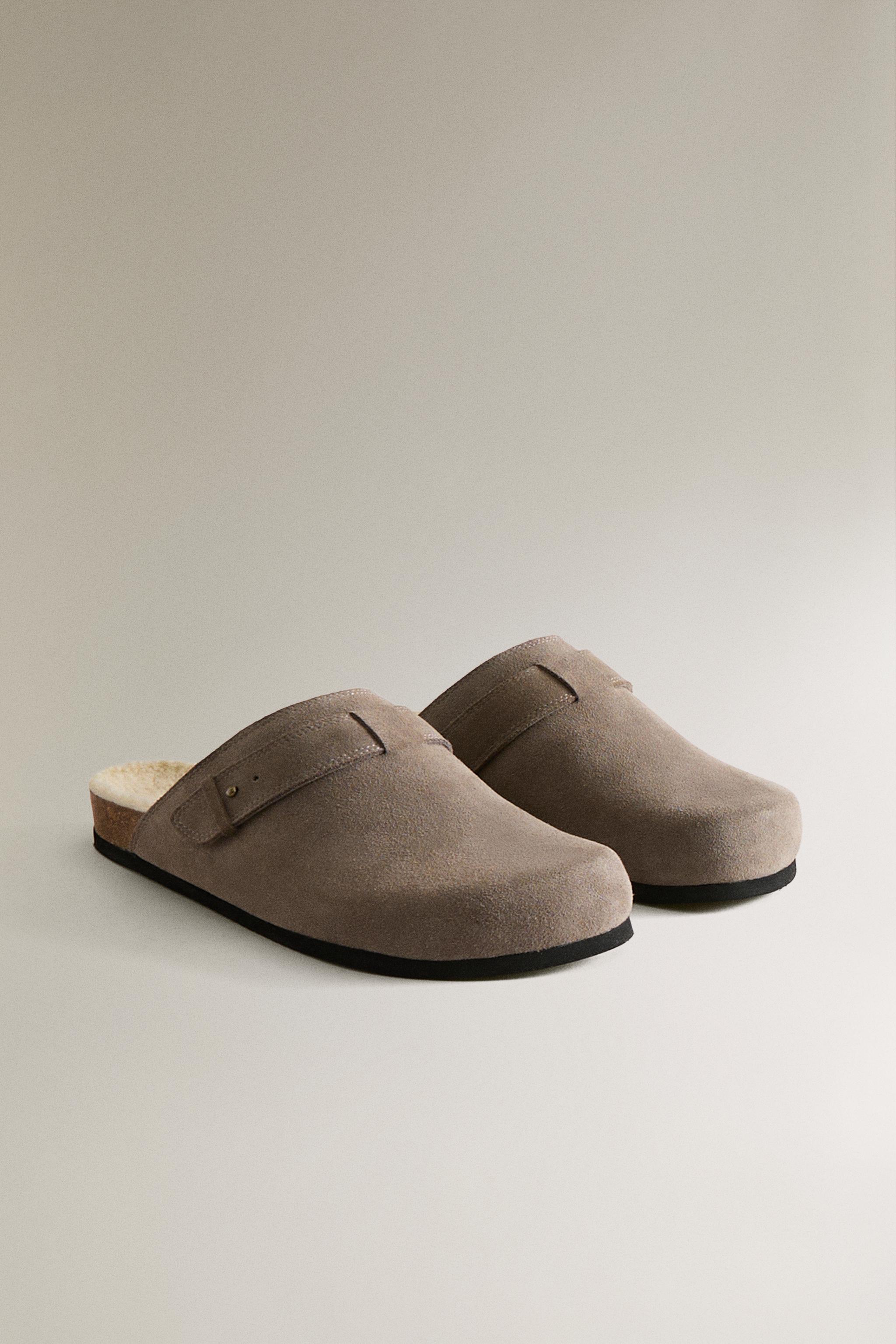 WARM LEATHER MULE CLOG SLIPPERS