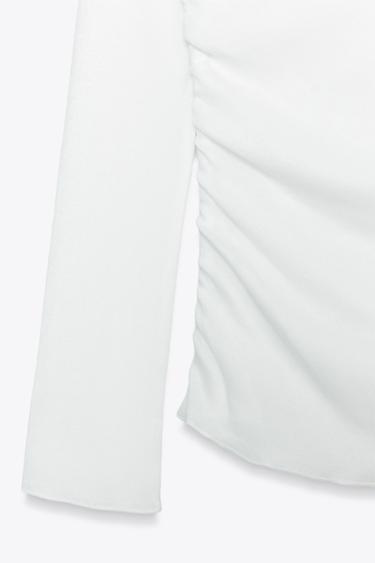 GATHERED BANDEAU T-SHIRT - Oyster-white by Zara - Image 6