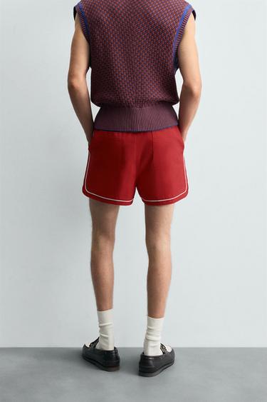 CONTRAST TRIM SHORTS - Red by Zara - Image 2