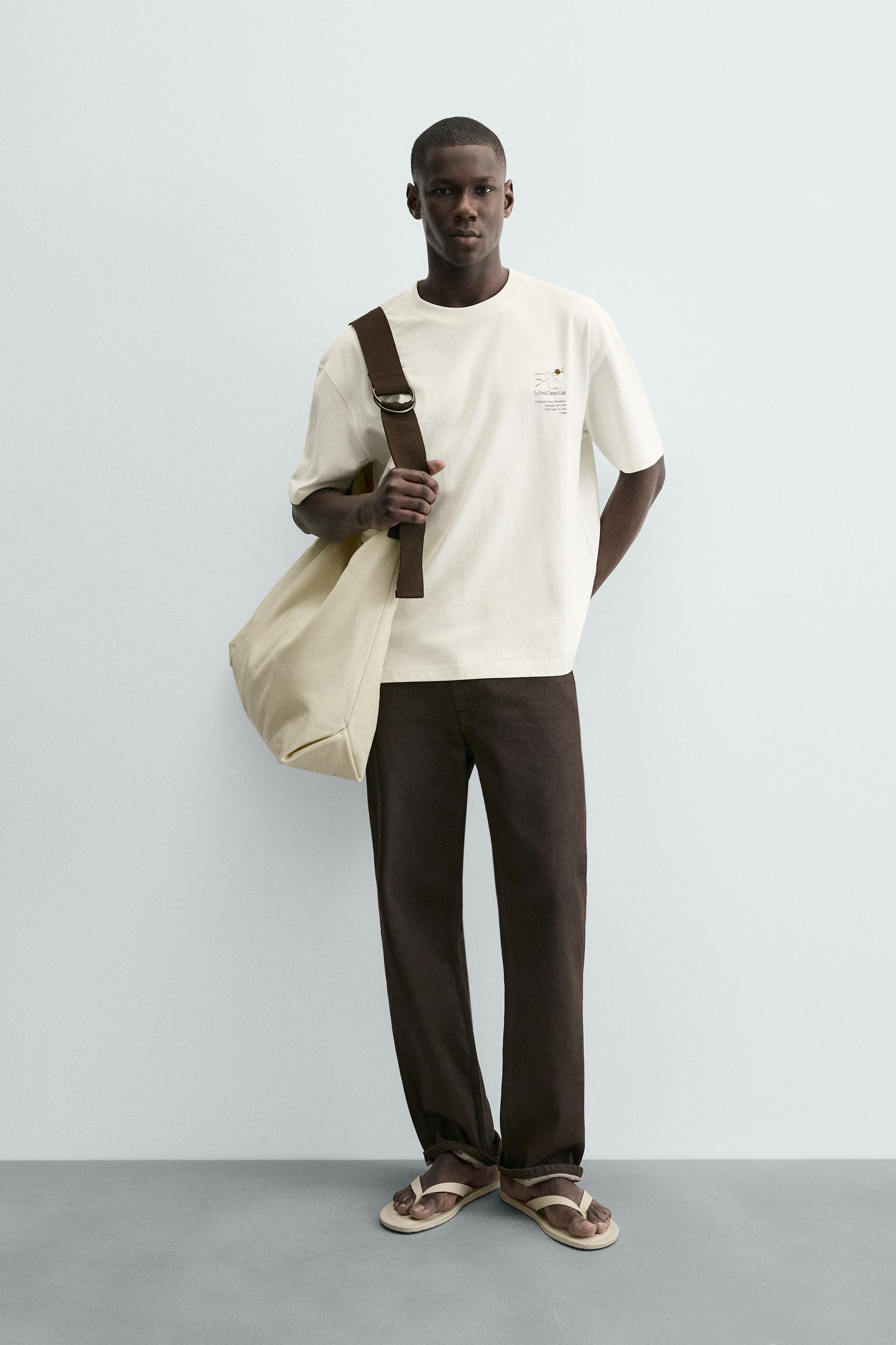T-SHIRT WITH CONTRAST PRINTS - Oyster-white | ZARA South Africa