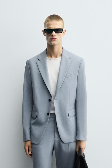 BLAZER DE FATO SLIM FIT - Azul-celeste da Zara