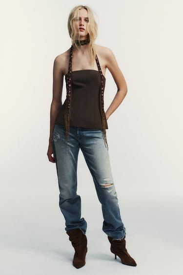 Zara STRAPLESS TOP - Dark brown - Image 0