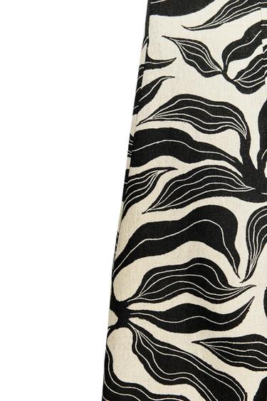 BEDRUCKTE BERMUDASHORTS MIT HOHEM BUND UND LEINEN - Schwarz / Cremefarben von Zara