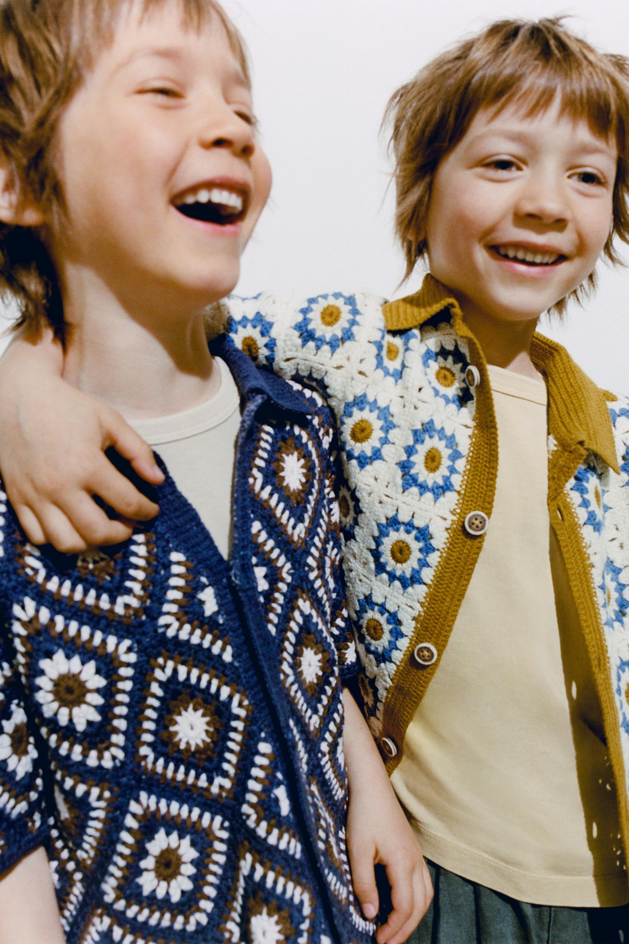 クロシェ編みシャツ - サンド/ブルー | ZARA Japan / 日本