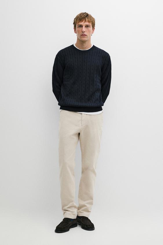 Zara Slim fit corduroy pants - Beige - Image 0