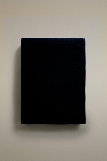 TEXTURED COTTON BLANKET — Blue 1