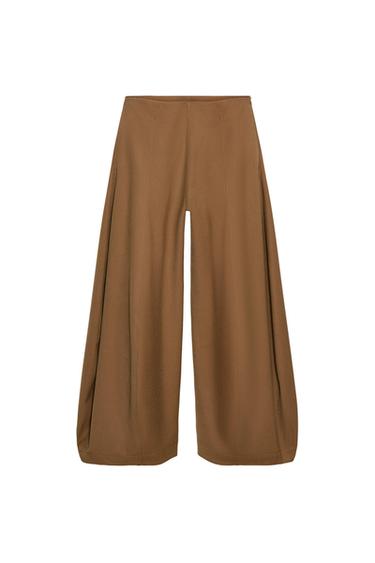 ZW COLLECTION VOLUME WIDE-LEG TROUSERS - Caramel by Zara