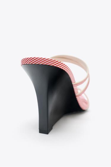 CHECK STRAPPY WEDGES - Red by Zara - Image 5