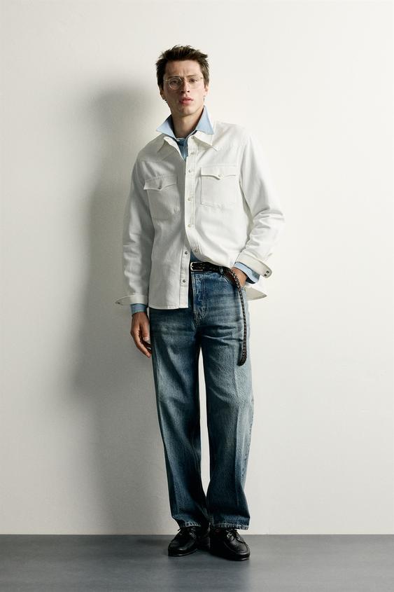 CAMISA WESTERN REGULAR FIT ALGODÓN - LYOCELL - Blanco de Zara - Imagen 0