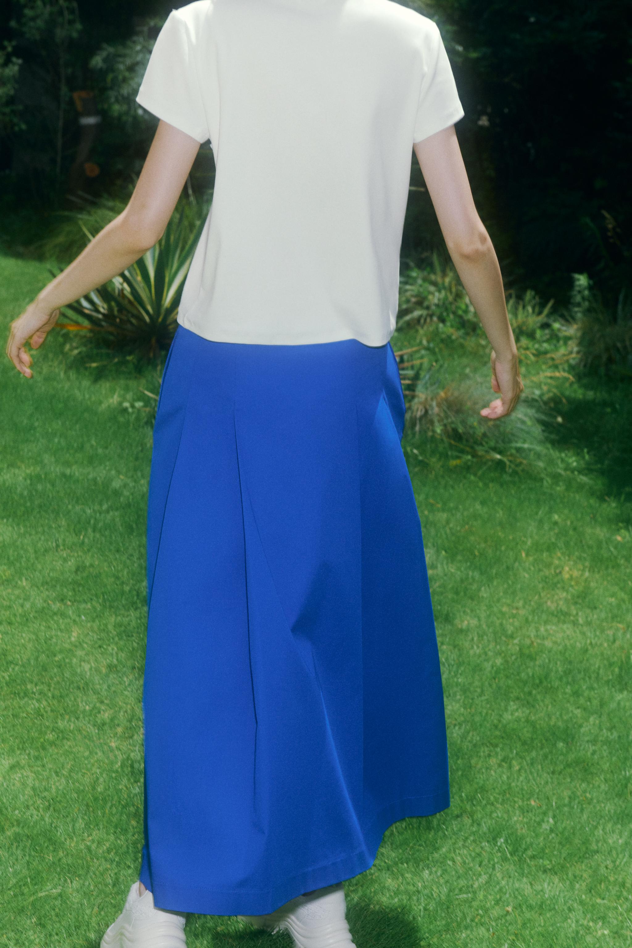 プリーツミディスカート - コーンフラワーブルー | ZARA Japan