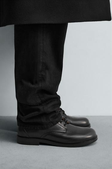 LIMITED EDITION LEATHER LACE-UP BOOTS - Black by Zara - Image 1