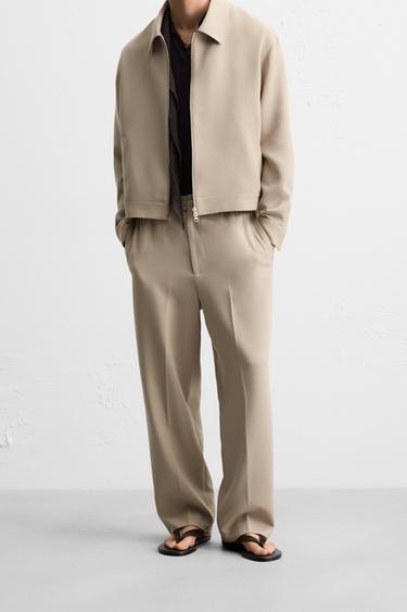 REGULAR FIT TROUSERS - Sand by Zara