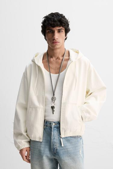 جاكيت DENIM بغطاء رأس - خَام الخاص بـ Zara