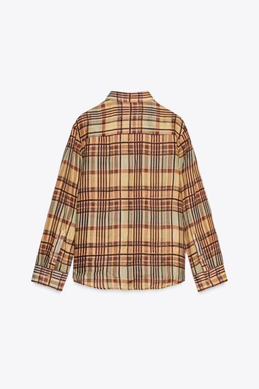 ZW COLLECTION RAMIE CHECK SHIRT - Yellow by Zara - Image 4