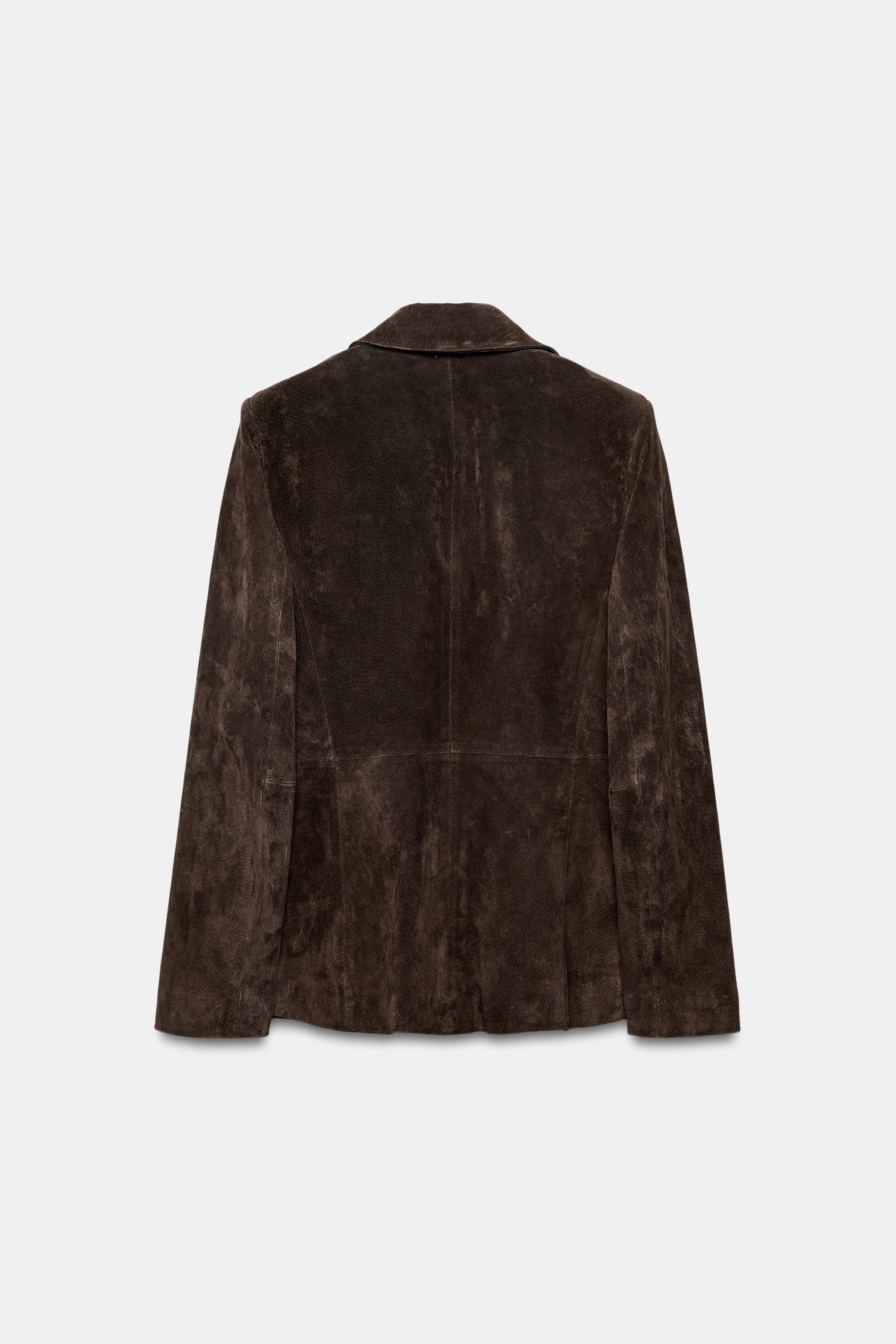 DOUBLE-BREASTED 100% SUEDE LEATHER BLAZER
