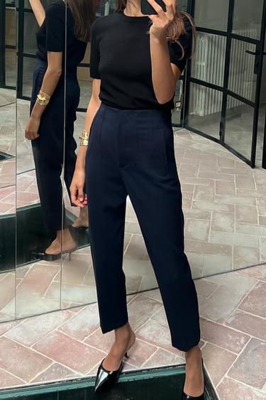 PANTALON TAILLE HAUTE - Bleu marine de Zara - Image 2
