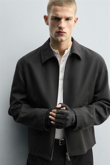 CONTRAST LEATHER MITTENS - Black by Zara - Image 0