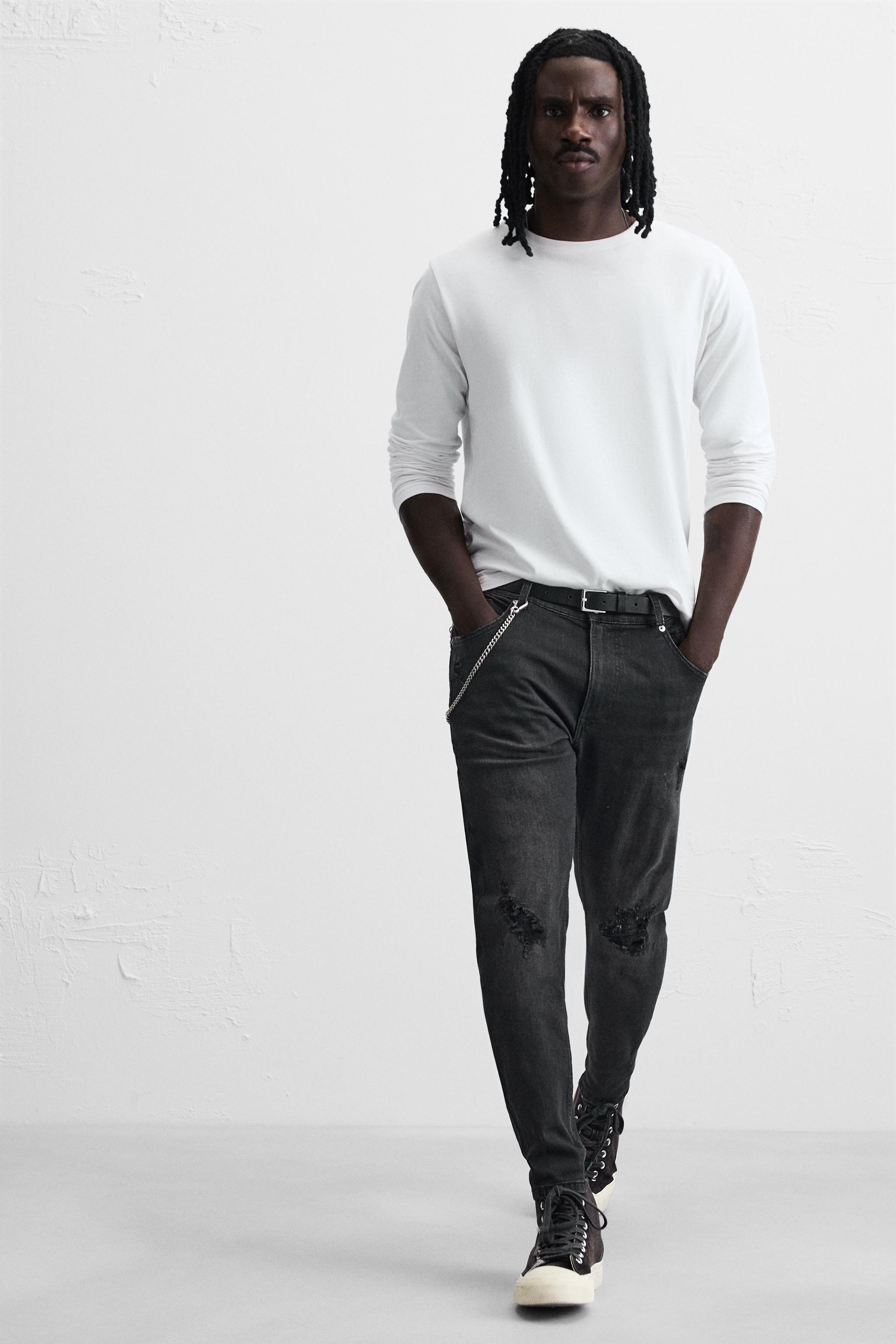 ZARA SKINNY FIT ダメージデニムパンツ 7223/490 ZARA】SKINNY FIT ダメージデニムパンツ グレー 7223/490/802