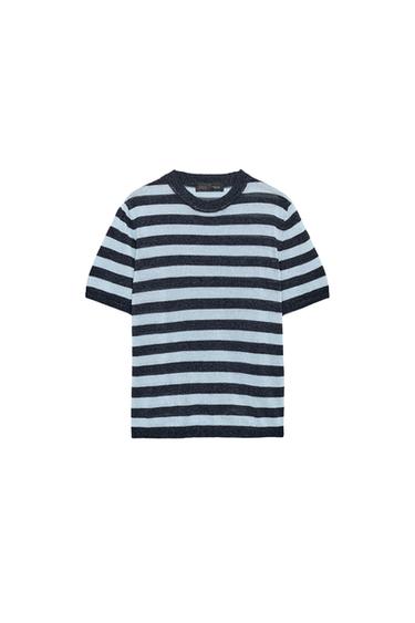 Zara SHORT SLEEVE KNIT TOP - Blue / Navy