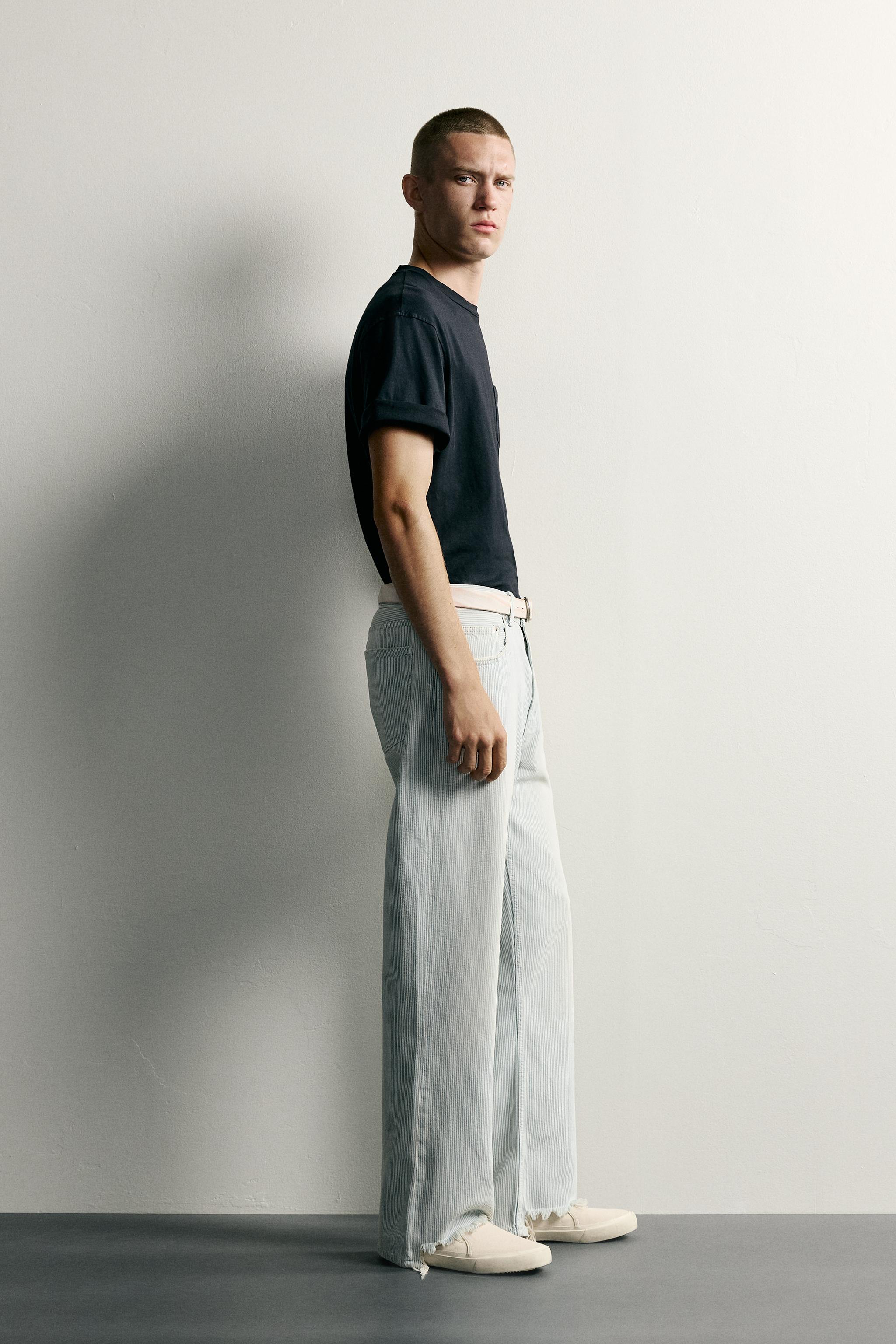 WASHED STRIPED FLARE TROUSERS